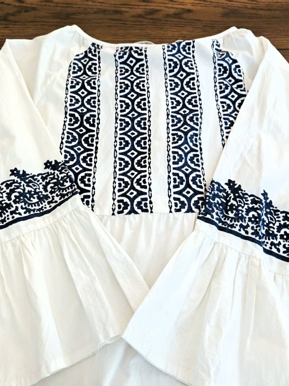 Roller Rabbit Maricruz Mona Border Dress S White Navy Block Print Boho NWOT - Picture 6 of 10